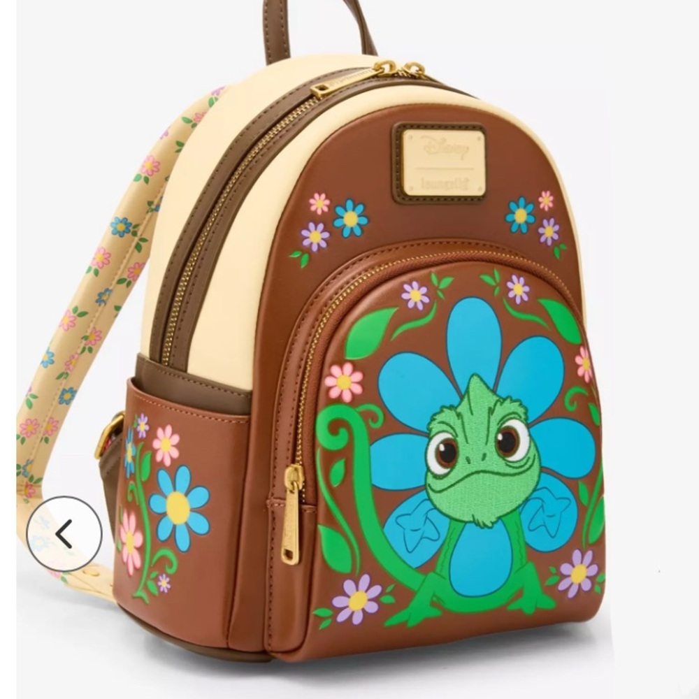 New Loungefly Disney Tangled Pascal Flower Mini Backpack